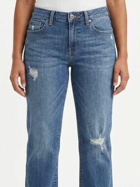 Antik Denim Distressed Embroidered Straight Leg Jeans Women See Measurement